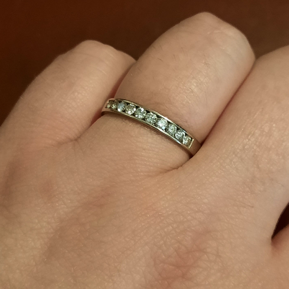 1/2 carat channel set diamond white gold anniversary band